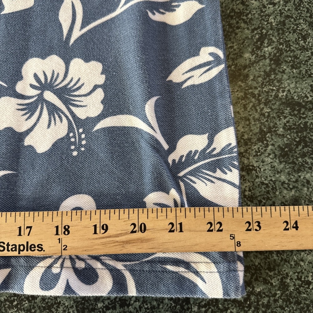 Crazy Shirts Size M VTG 100% Cotton Blue & White Floral Hawaiian Polo Shirt - Picture 11 of 13